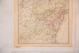 Antique Atlantic States map section highlighting Pennsylvania, Maryland, and coastal Virginia.