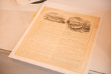 Detail of the antique map's aged paper, 