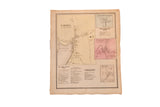 Antique Carmel NY map on aged paper, featuring detailed cartography and inset town maps.