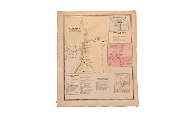 Antique Carmel NY map // ONH Item 4323