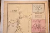 Detailed cartography of Towners Station and a business directory on an antique Carmel map.