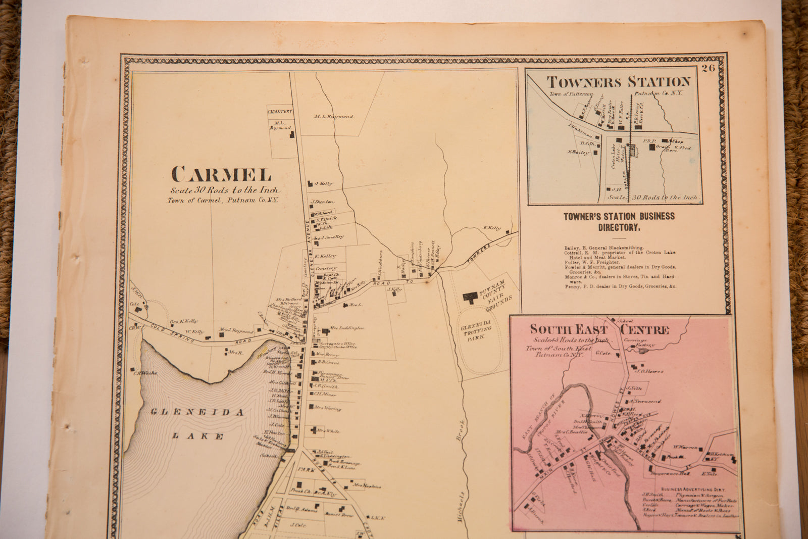 Antique Carmel NY map // ONH Item 4323 Image 1