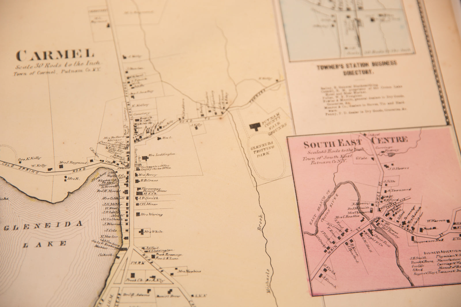 Antique Carmel NY map Old New House Wall Art 4323
