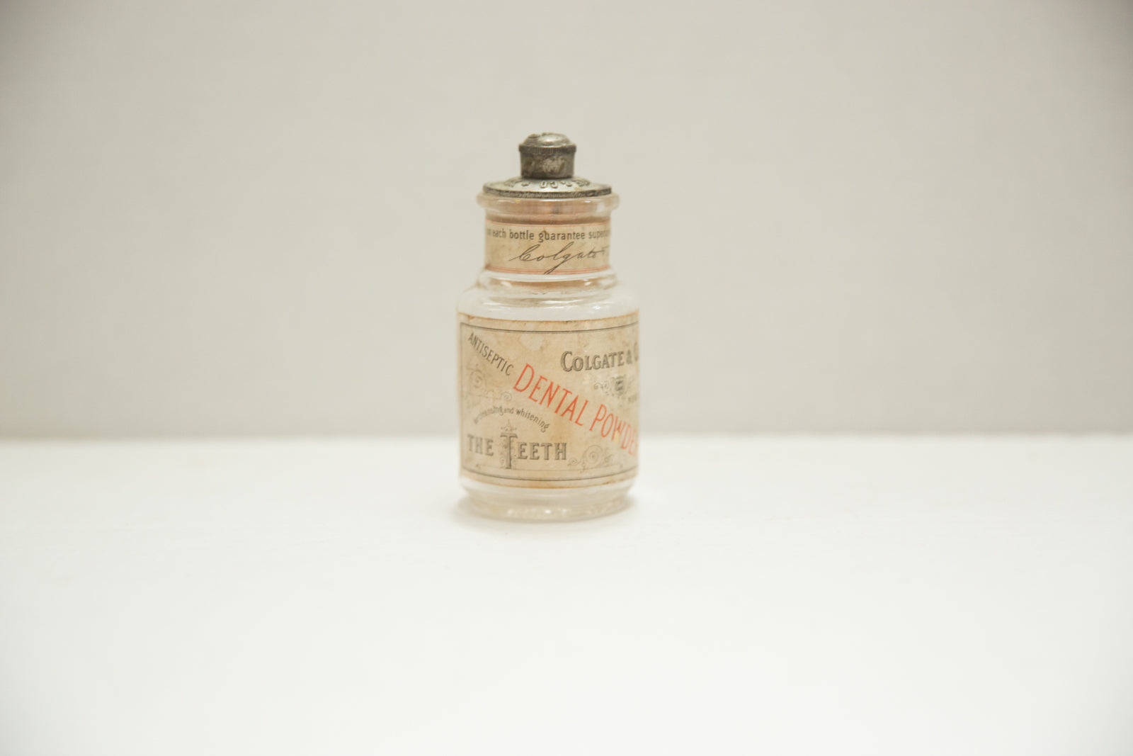 Antique Glass Colgate Dental Powder Jar with Lid // ONH Item 4348 Image 1