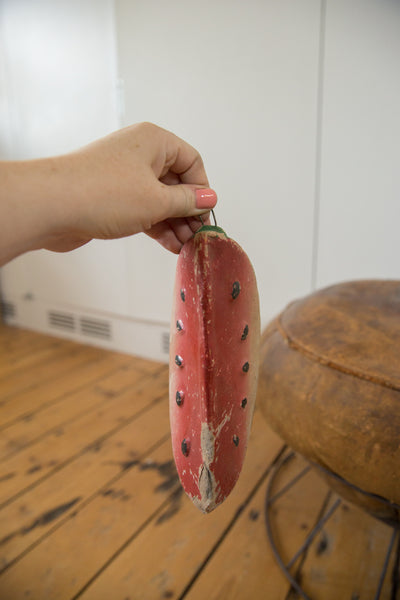 Vintage Mexican Folk Art Clay Watermelon Piggy Bank // ONH Item 4353 Image 2