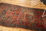 Persian Lilihan fragment with raspberry red, sky blue, green Gerus-inspired arabesques.