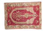 Antique Armenian Karabagh rug with a Tree of Life vase motif within a cochineal red prayer design.