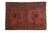 Vintage hand-knotted Persian Lilihan rug, brick red field, diminutive central medallion with lotus.