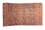 Antique Afshar rug fragment, hand knotted with allover indigo and madder red boteh, 3'10