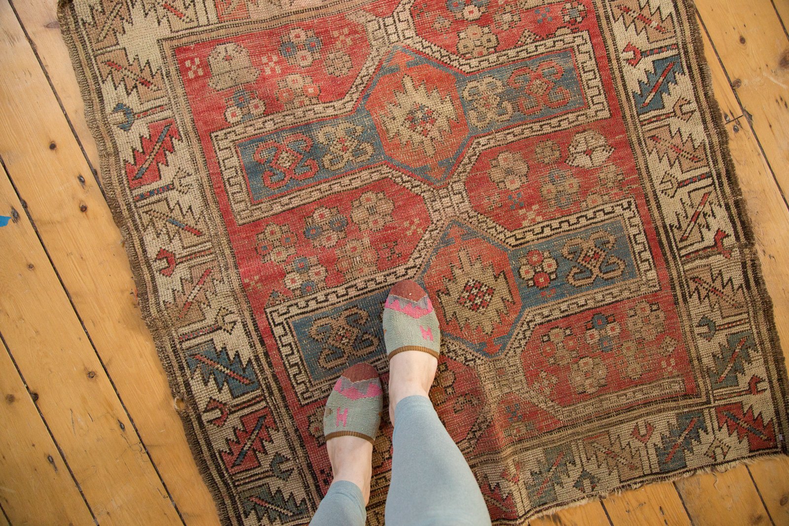 Vintage Caucasian Square Rug