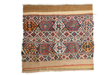 Antique Shahsavan Kilim fragment with vibrant diamond and crab motifs, 3'5