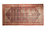 Vintage Malayer runner featuring allover Herati motif in navy blue, madder red, and beige, 5'3