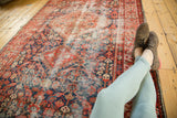 Antique Malayer, storied pile wear with visible foundation, indigo and red henna plant design.