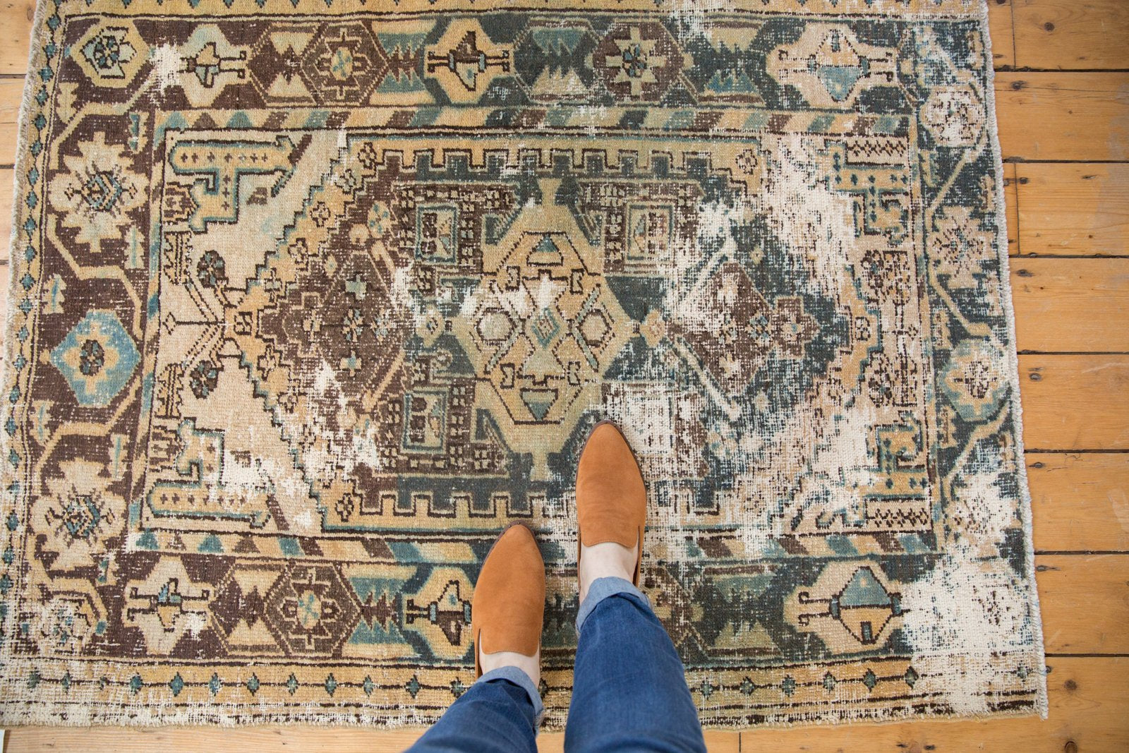 Vintage Distressed Hamadan Rug