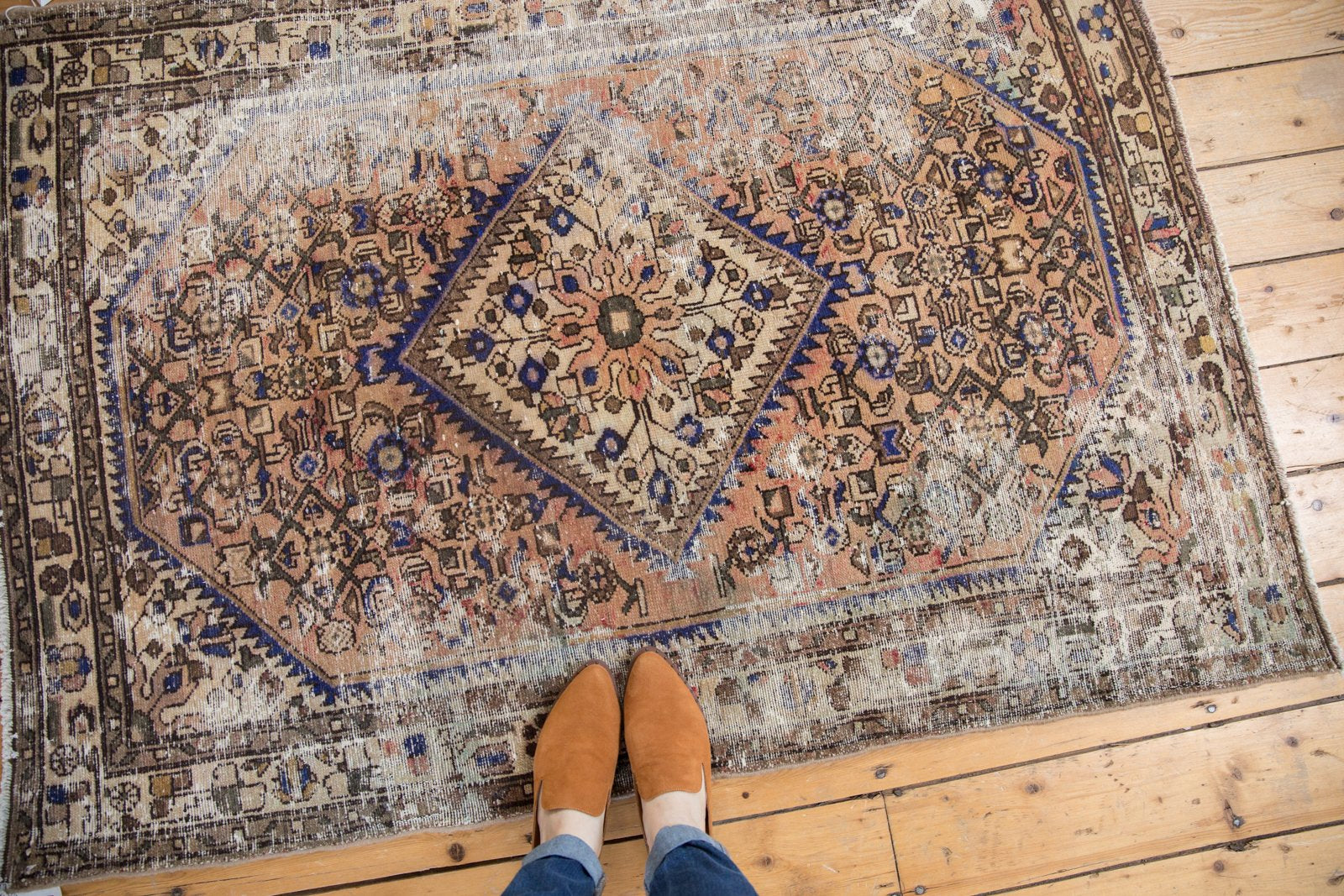 Vintage Distressed Hamadan Rug