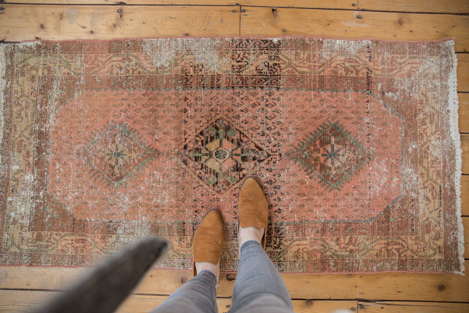 Vintage Distressed Hamadan Rug Runner