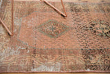 Distressed Hamadan runner texture, mostly even wear to knot heads and exposed foundation.