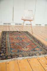 Secured fringe and original polychrome side selvage on the antique Heriz rug runner.