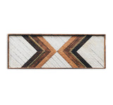 1767 Designs Dallas geometric wall art, varied reclaimed wood tones, brass accents, 36x12.