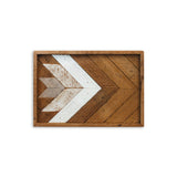 1767 Designs Art Claiborne Dawn reclaimed wood wall art with textured chevron pattern in natural, white, and gray, 12x8.