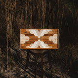 Knox Modern Wood Art with Southwestern and avant-garde mirrored pattern in natural and whitewashed wood.