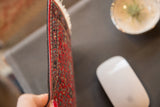 Bijar Heriz MouseRug with deep red allover pattern, thick edge, and delicate fringe.