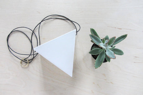 Porcelain Triangle White Planter