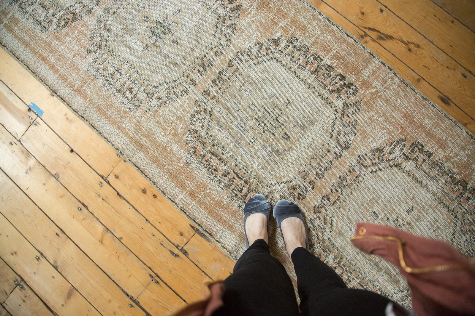Vintage Distressed Oushak Rug Runner