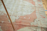 Vintage Distressed Oushak runner pile with soft dusty pomegranate red and antique ivory.