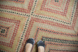 Hand-woven Turkish Jijim carpet detail: stepped serrated patterns in black cherry red, antique ivory, and black.