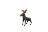 Detailed vintage African copper elk sculpture, standing 8 inches tall.