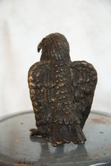 Vintage African copper eagle sculpture's detailed back and wing feathers.