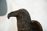 Close-up of the vintage African copper eagle, highlighting its detailed beak and textured head.