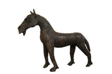 Vintage African copper zebra sculpture with carved stripe details, 8 inches long.