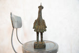 Vintage African copper rooster sculpture, textured back feathers and detailed base.