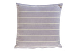 Hand-woven lavender striped pillow with subtle cream lines, 20x20 inches.