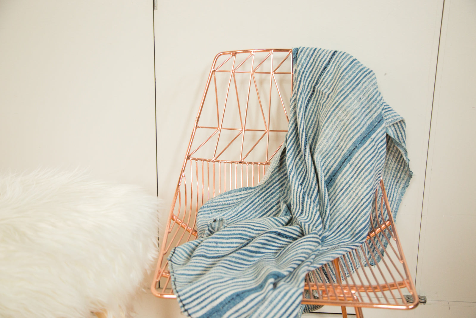 3x5 Striped Indigo African Textile Throw // ONH Item 4527 Image 1