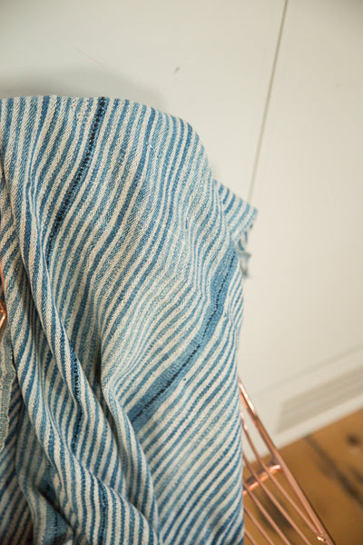 3x5 Striped Indigo African Textile Throw // ONH Item 4527 Image 3