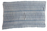 Handwoven vintage indigo African textile throw featuring variegated blue and off-white stripes, 3'2