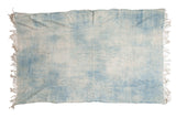 Hand-woven Mossi Indigo African textile throw featuring mottled denim blue, 4x6.5.