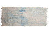 Collectible Mossi Indigo African hand woven throw, streaky denim blue and off-white.