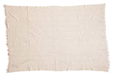 Natural hand woven African cotton throw, vintage character, fringed ends, 4x6 feet.