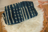 Supple cotton vintage Batik indigo African textile with intricate patterns.