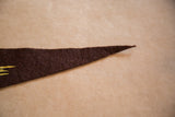 Pointed, dark brown felt flag end with a subtle yellow graphic.