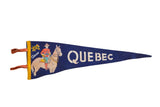 Vintage Quebec felt pennant, dark blue, with 'QUEBEC', mounted policeman, and 'Canada'.