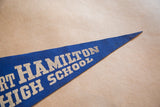 Blue felt Fort Hamilton High School pennant tip with white 