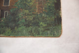 Detail of vintage 1930s painting showing illegible signature and chipped bottom edge.