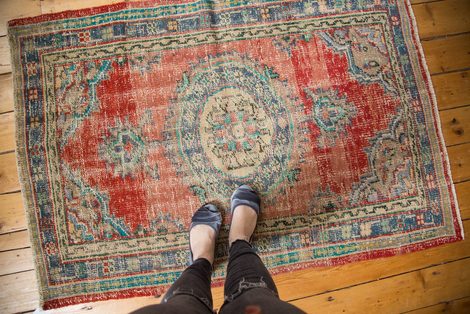 Vintage Distressed Oushak Rug