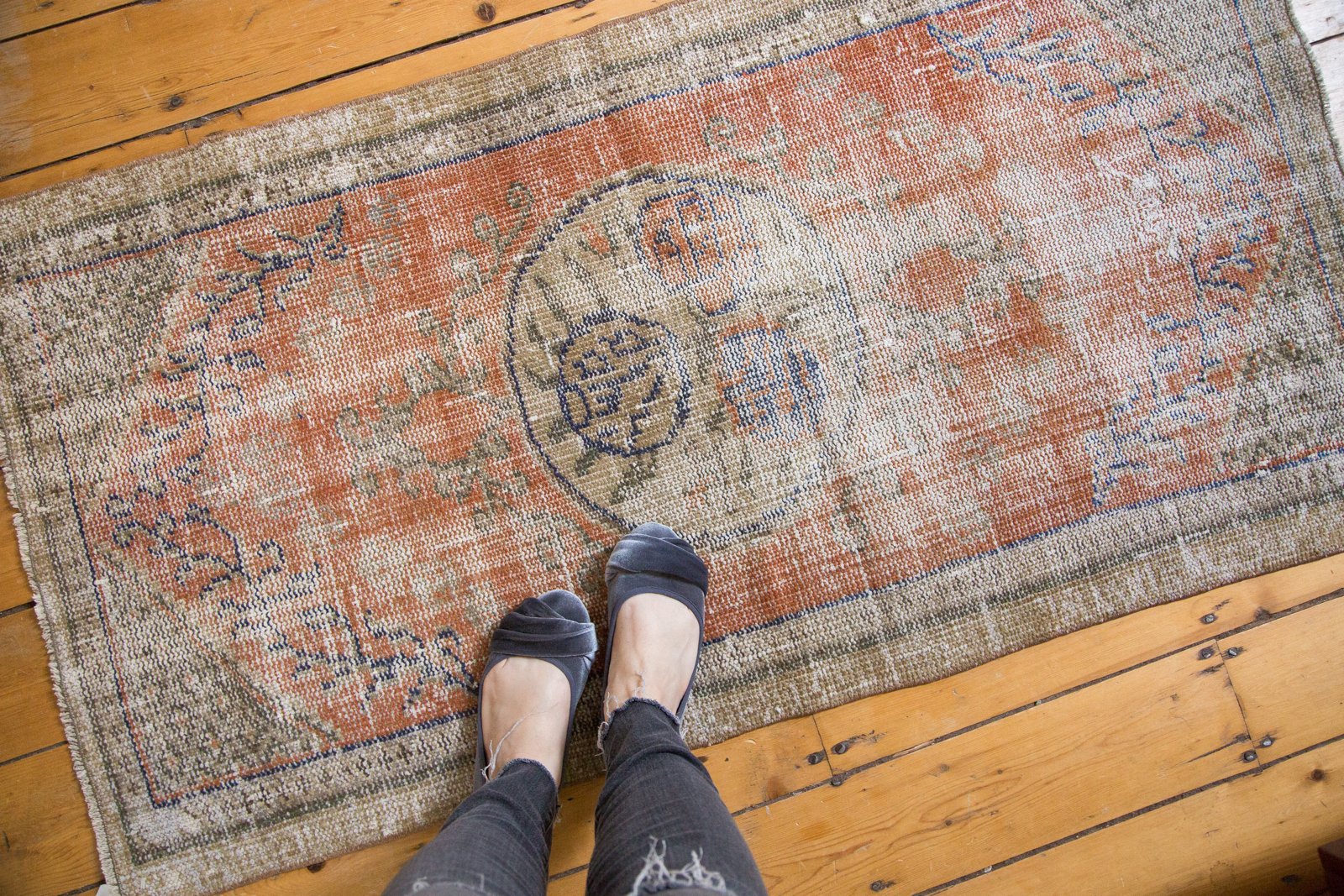 Vintage Distressed Oushak Rug