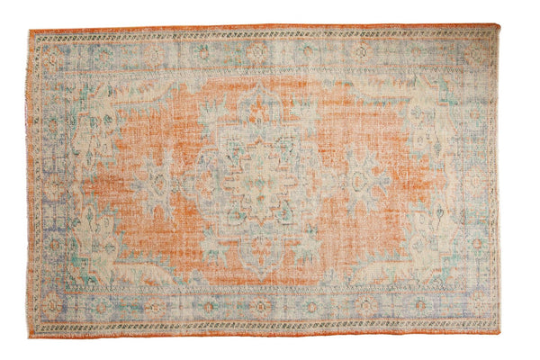 Vintage Distressed Oushak Carpet